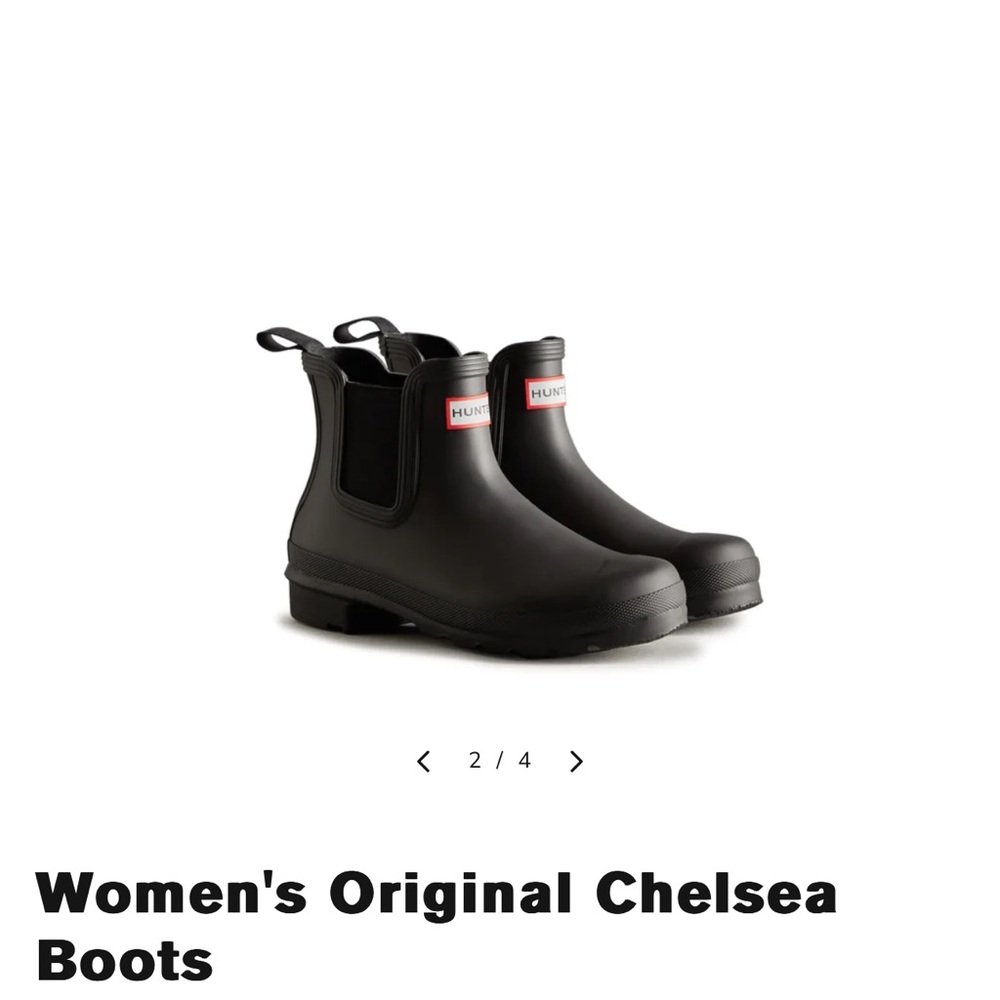 Hunter Black Ankle Boots with Elastic Panels